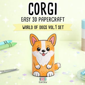 Dogs Activity Pack - 14 DIY 3D Dog Papercrafts for Kids for School & Fun Projects with Beagle, Corgi, Poodle, Pug, Labrador, Husky and more immagine 10