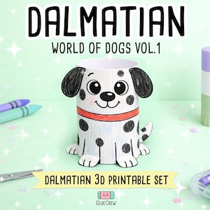 DALMATIAN Dog Paper Craft Printable 3D DIY Kit for Kids, Cute Puppy Activity for Preschool, Home Schooling & School Teaching image 1