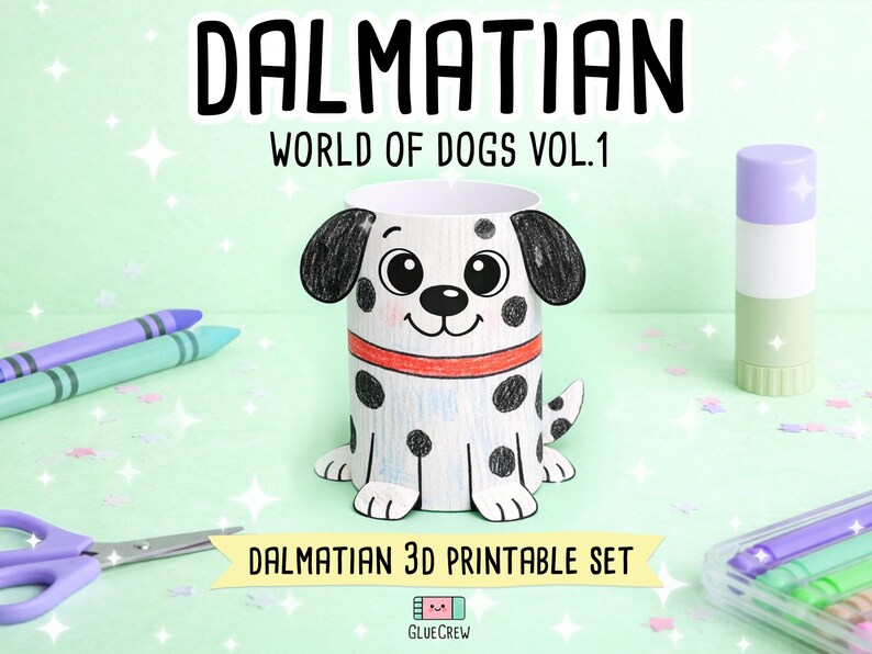 DALMATIAN Dog Paper Craft Printable 3D DIY Kit for Kids, Cute Puppy Activity for Preschool, Home Schooling & School Teaching image 1