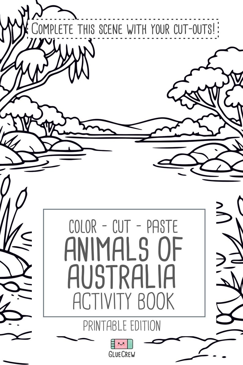 Australia Animals Activity Book | Kids Coloring, Cut & Paste (PDF Printable) image 15