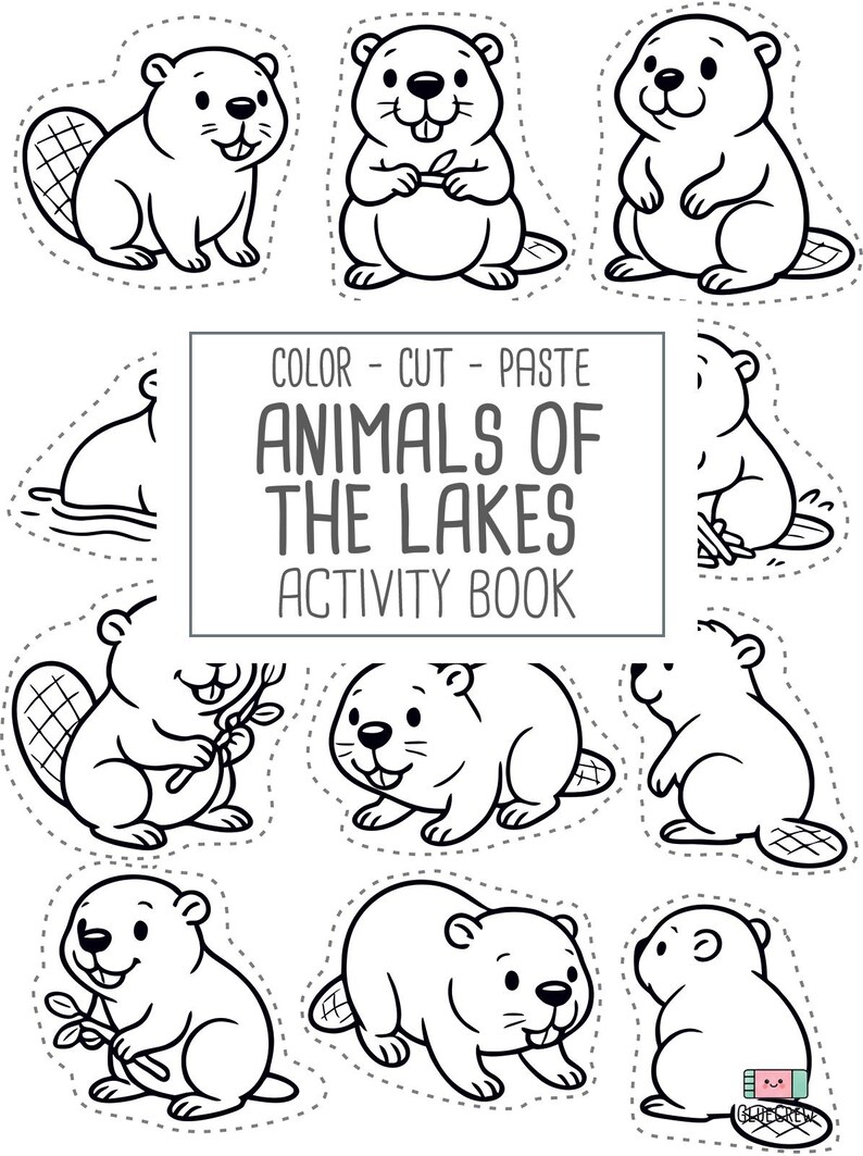 Animals of Lakes, preschool busy book and cut and paste, freshwater animals, toddler worksheets and coloring printables, Printable PDF image 19