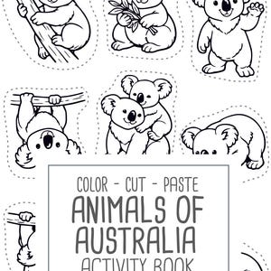 Australia Animals Activity Book | Kids Coloring, Cut & Paste (PDF Printable) image 17