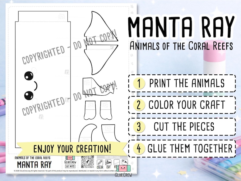 manta ray paper craft sea animals ocean
