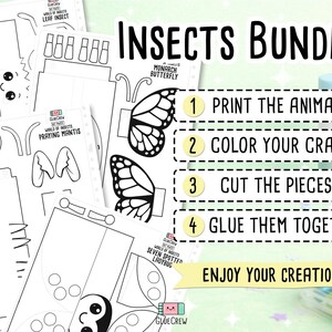 Insects Paper Craft Activity Pack - 14 DIY 3D Bugs for Classroom Homeschool Printable Fun bild 7