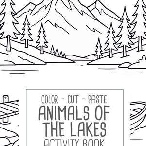 Animals of Lakes, preschool busy book and cut and paste, freshwater animals, toddler worksheets and coloring printables, Printable PDF image 16