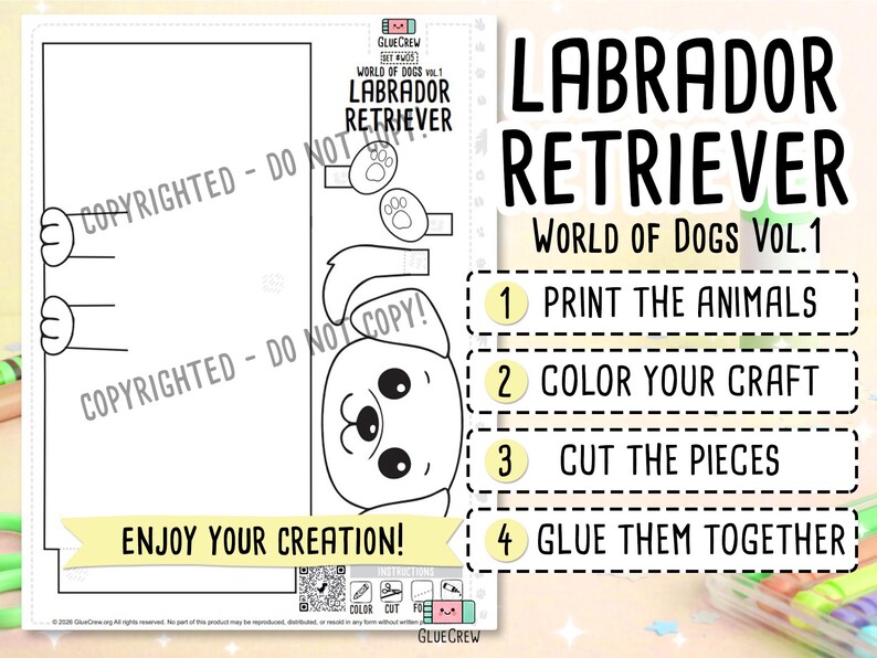 LABRADOR Retriever 3D Paper Craft | DIY Dog Craft Kit for Kids | Fun Puppy Activity for Preschool, Home Schooling & School Teaching image 2