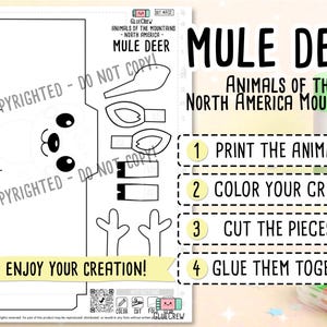 Mule Deer 3D Printable Paper Craft | DIY Paper Craft for Classroom | Mountain Animals | Preschool Fine Motor Habitat Project | Home Learning image 2