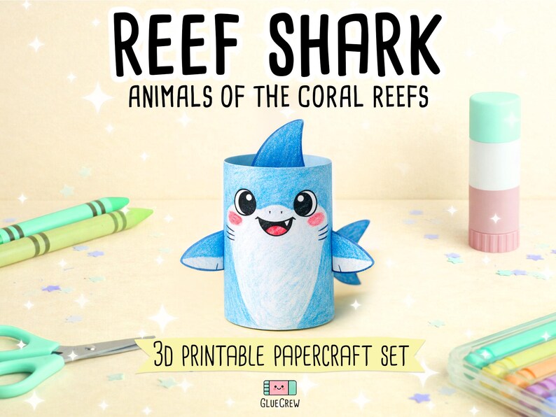reef shark animals of the coral reef paper craft for kids