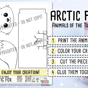 Arctic Fox 3D Paper Craft | Printable Animal Craft for Kids | Arctic Wildlife | Teacher School Homeschool Habitat Unit | PDF Printable imagem 2