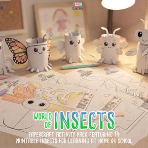 Insects Paper Craft Activity Pack - 14 DIY 3D Bugs for Classroom Homeschool Printable Fun bild 3
