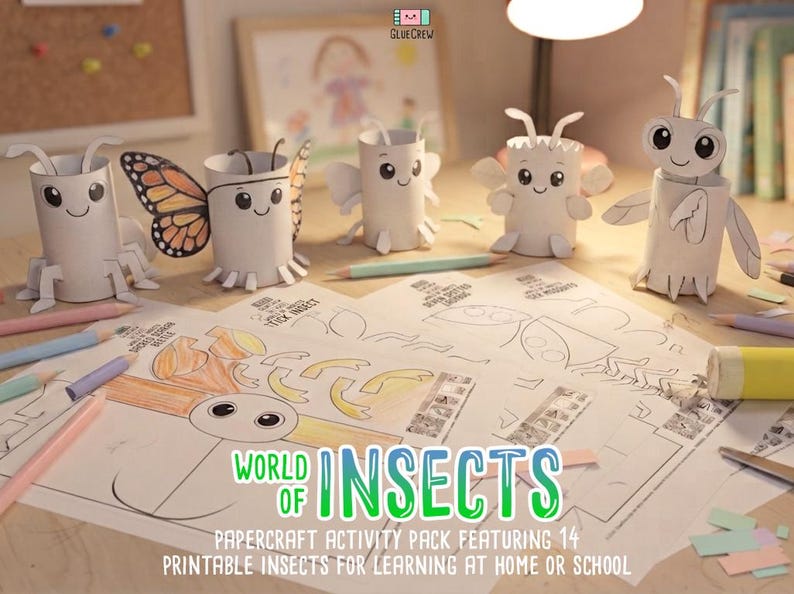 Insects Paper Craft Activity Pack - 14 DIY 3D Bugs for Classroom Homeschool Printable Fun bild 3
