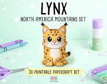 Lynx 3D Paper Craft | DIY Paper Craft for Classroom | Woodland Habitat | Preschool Fine Motor Habitat Project | Habitat Diorama Kids Craft