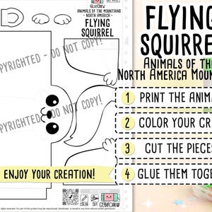 Flying Squirrel 3D Paper Craft | Printable Animal Craft for Kids | Woodland Habitat | Teacher Classroom Homeschool Resource | DIY Craft bild 2
