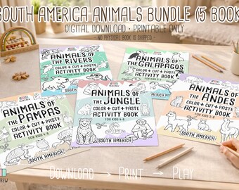 Animals of SOUTH AMERICA BUNDLE (5 Books) – Printable Activity Book Collection for Kids 3–8