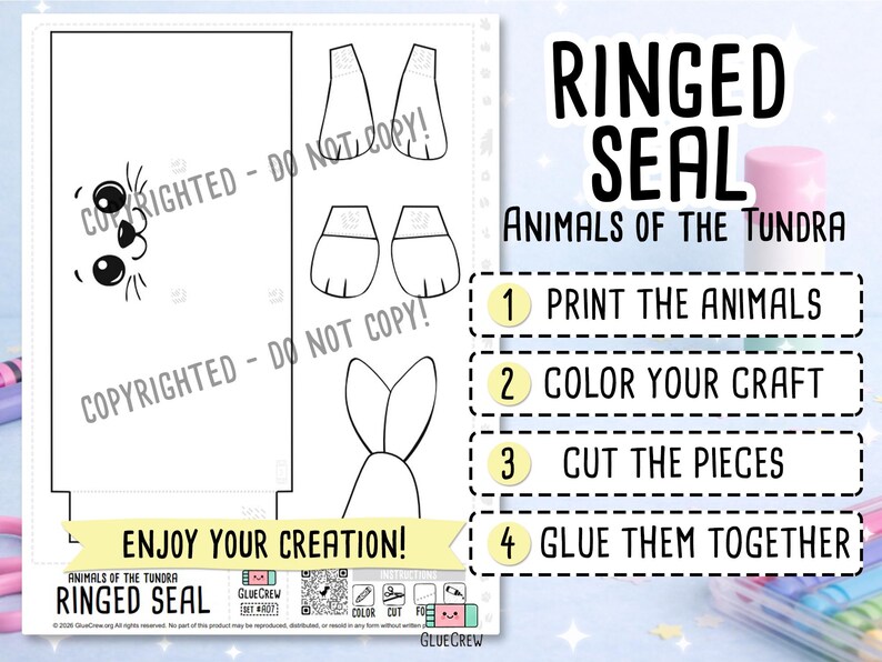 Ringed Seal 3D Paper Craft | Printable Animal Craft for Kids | Arctic Animals | Preschool Fine Motor Habitat Project | Science Project image 2