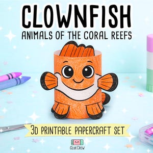 clownfish animals of the coral reef paper craft for kids