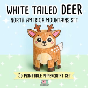 Animals of the Mountains Printable Paper Craft Bundle - North America Wildlife Set for Kids - DIY Educational Art Activity imagen 19