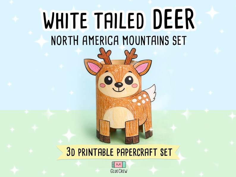 Animals of the Mountains Printable Paper Craft Bundle - North America Wildlife Set for Kids - DIY Educational Art Activity imagen 19