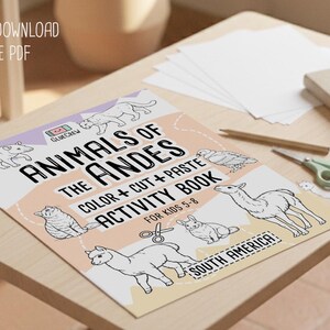 Animals of the Andes, educational activity and coloring pages, andes animals, homeschool resources and cut and paste, Printable (PDF) Bild 3