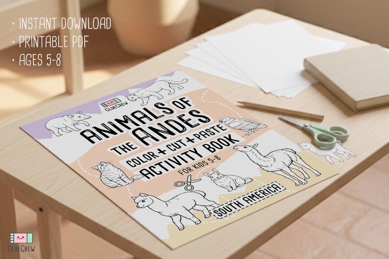 Animals of the Andes, educational activity and coloring pages, andes animals, homeschool resources and cut and paste, Printable (PDF) Bild 3