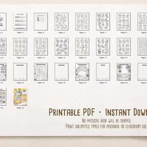 Preview collage of the “Animals of the Desert” printable PDF, showing small thumbnails of multiple interior activity pages and covers, labeled as an instant digital download with no physical book shipped.