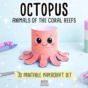 octopus animals of the coral reef paper craft for kids