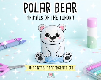 Polar Bear Printable Craft for Kids | 3D Printable DIY Craft for Kids | Tundra Polar Habitat | Teacher Classroom Homeschool Resource