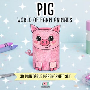 Pig Printable Craft for Kids | DIY Paper Craft for Classroom | Barnyard Habitat | Preschool Fine Motor Habitat Project | Teacher Resource immagine 1