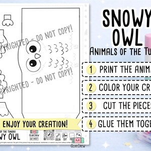 Snowy Owl 3D Printable Paper Craft | DIY Paper Craft for Classroom | Tundra Polar Habitat | Preschool Fine Motor Habitat Project | DIY Craft image 2