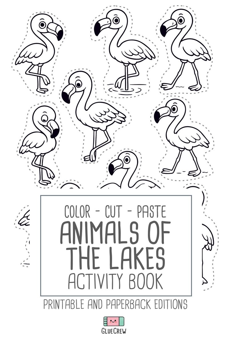 Animals of Lakes, preschool busy book and cut and paste, freshwater animals, toddler worksheets and coloring printables, Printable PDF image 12