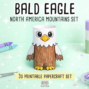 Animals of the Mountains Printable Paper Craft Bundle - North America Wildlife Set for Kids - DIY Educational Art Activity imagen 7