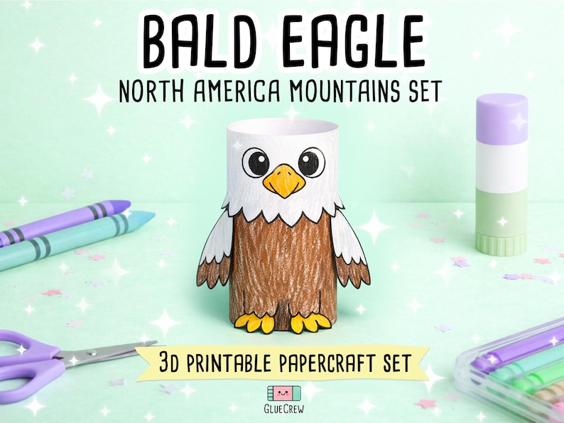 Animals of the Mountains Printable Paper Craft Bundle - North America Wildlife Set for Kids - DIY Educational Art Activity imagen 7