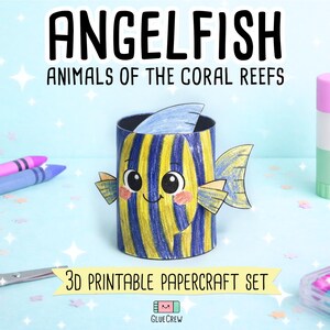 angelfish animals of the coral reef paper craft for kids