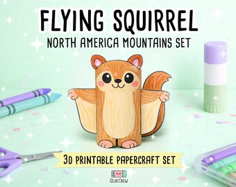 Flying Squirrel 3D Paper Craft | Printable Animal Craft for Kids | Woodland Habitat | Teacher Classroom Homeschool Resource | DIY Craft