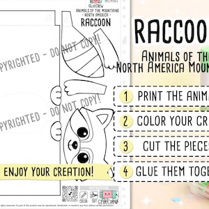 Animals of the Mountains Printable Paper Craft Bundle - North America Wildlife Set for Kids - DIY Educational Art Activity imagen 11