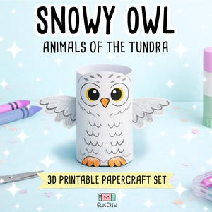Snowy Owl 3D Printable Paper Craft | DIY Paper Craft for Classroom | Tundra Polar Habitat | Preschool Fine Motor Habitat Project | DIY Craft image 1