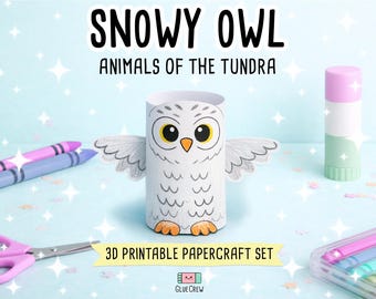 Snowy Owl 3D Printable Paper Craft | DIY Paper Craft for Classroom | Tundra Polar Habitat | Preschool Fine Motor Habitat Project | DIY Craft