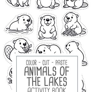 Animals of Lakes, preschool busy book and cut and paste, freshwater animals, toddler worksheets and coloring printables, Printable PDF image 13