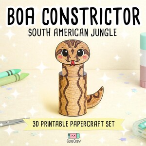 Boa Constrictor DIY Printable Paper Craft | 3D Printable DIY Craft for Kids | Amazon Jungle Habitat | Classroom Homeschool | Science Project image 1