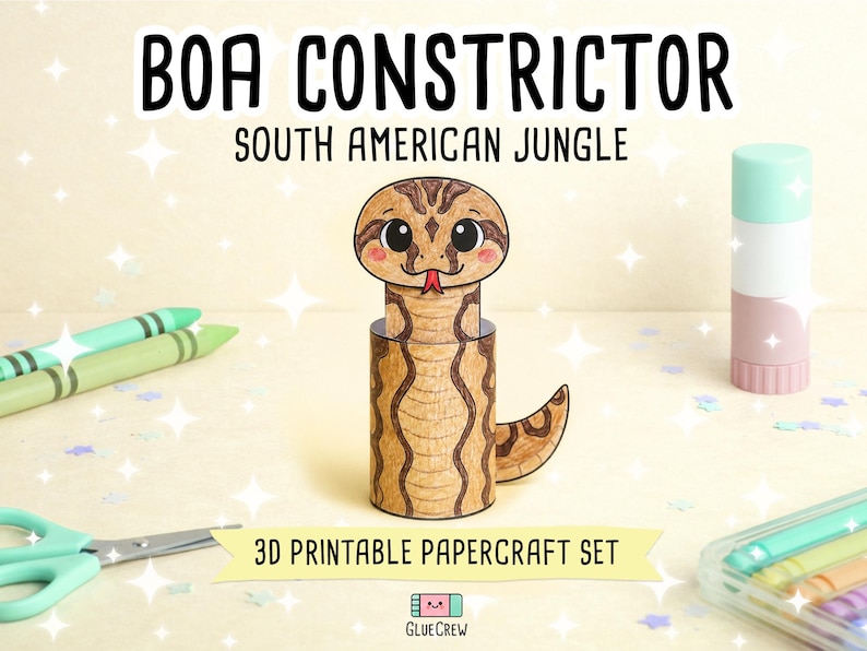Boa Constrictor DIY Printable Paper Craft | 3D Printable DIY Craft for Kids | Amazon Jungle Habitat | Classroom Homeschool | Science Project image 1