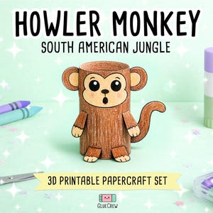 Howler Monkey 3D Paper Craft | Printable Animal Craft for Kids | Jungle Habitat | Teacher School Homeschool Habitat Unit | Habitat Diorama image 1