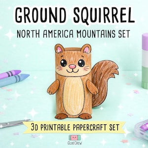 Animals of the Mountains Printable Paper Craft Bundle - North America Wildlife Set for Kids - DIY Educational Art Activity imagen 14