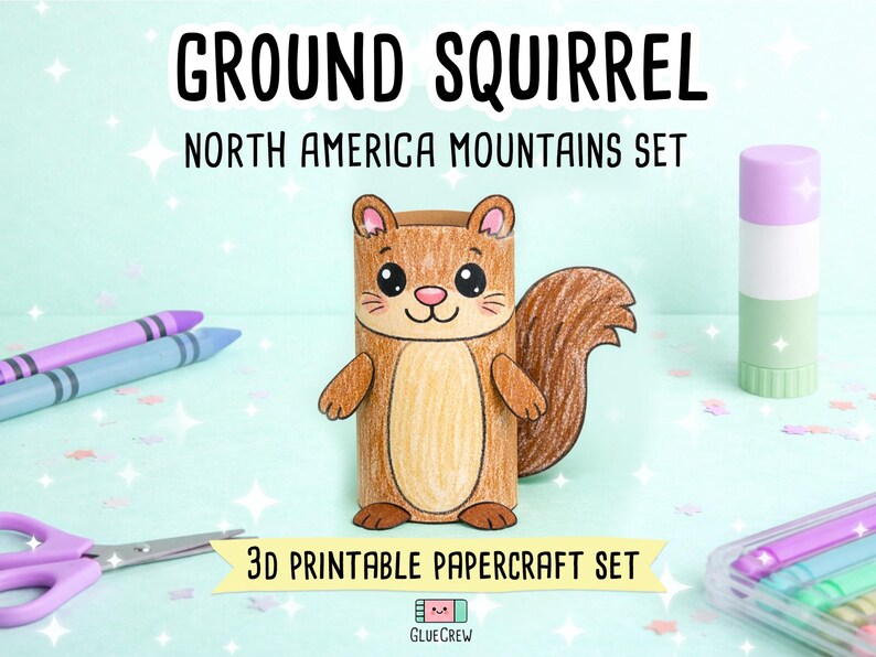 Animals of the Mountains Printable Paper Craft Bundle - North America Wildlife Set for Kids - DIY Educational Art Activity imagen 14
