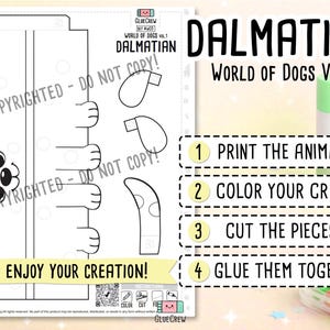 DALMATIAN Dog Paper Craft Printable 3D DIY Kit for Kids, Cute Puppy Activity for Preschool, Home Schooling & School Teaching image 2