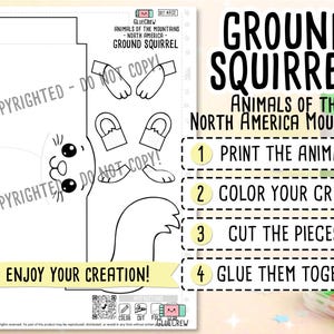 Ground Squirrel 3D Printable Paper Craft | DIY Paper Craft for Classroom | Mountain Animals | Teacher School Homeschool Habitat Unit Bild 2