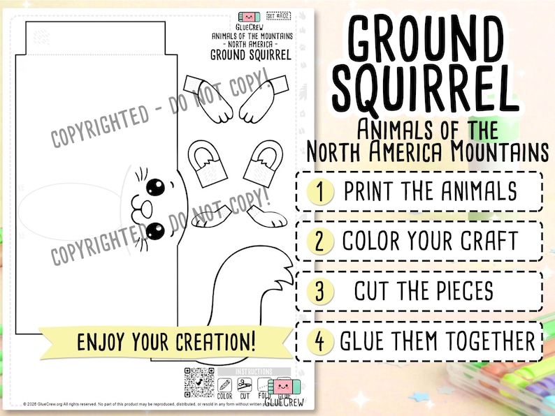 Ground Squirrel 3D Printable Paper Craft | DIY Paper Craft for Classroom | Mountain Animals | Teacher School Homeschool Habitat Unit Bild 2