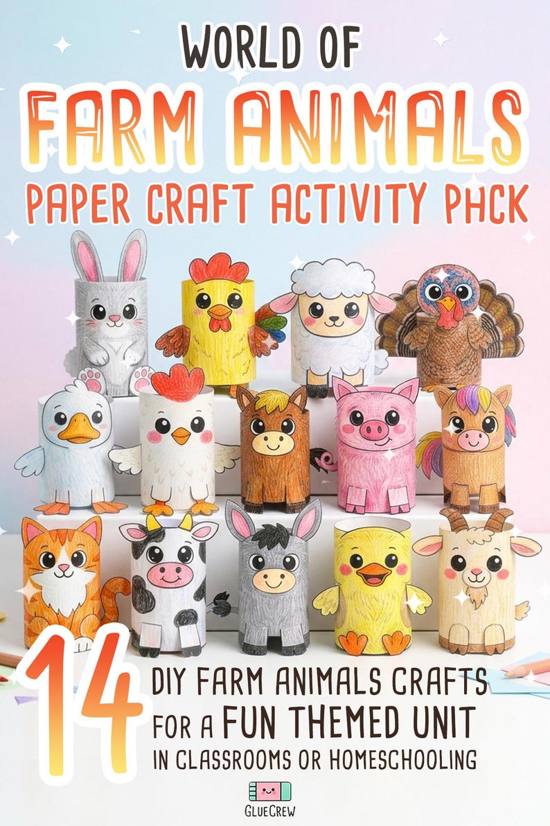 Farm Animals 3D Paper Craft Activity Pack | 14 DIY Farm Animal Crafts for Kids | Science Thematic Unit & Classroom Habitat Activity afbeelding 3