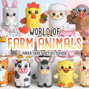 Farm Animals 3D Paper Craft Activity Pack | 14 DIY Farm Animal Crafts for Kids | Science Thematic Unit & Classroom Habitat Activity afbeelding 2