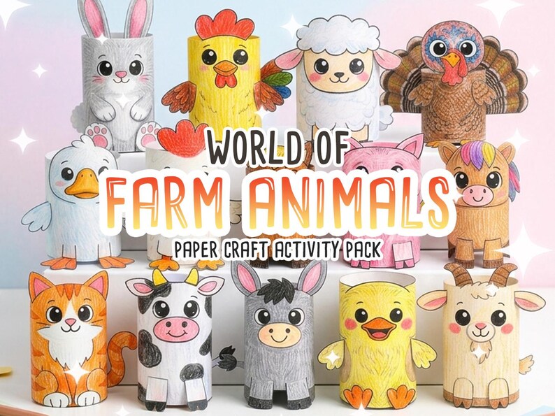 Farm Animals 3D Paper Craft Activity Pack | 14 DIY Farm Animal Crafts for Kids | Science Thematic Unit & Classroom Habitat Activity afbeelding 2