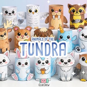 TUNDRA Animals 3D Paper Craft Activity Pack - 14 Printable 3D DIY Craft for Kids | Thematic Habitat Activity School, Home or for Classrooms image 1